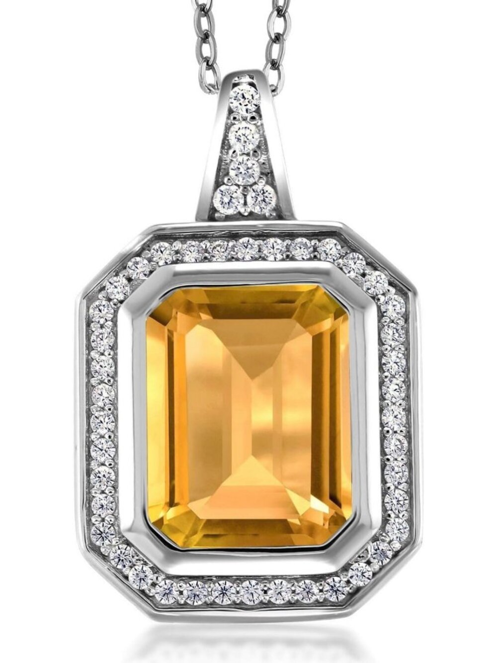 Elegant Emerald Cut Birthstone Pendant Necklace | 925 Sterling Silver | 18